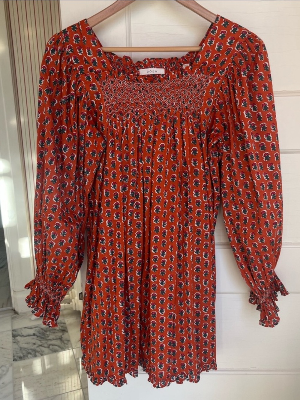 Doen Orange Floral Mini Dress
